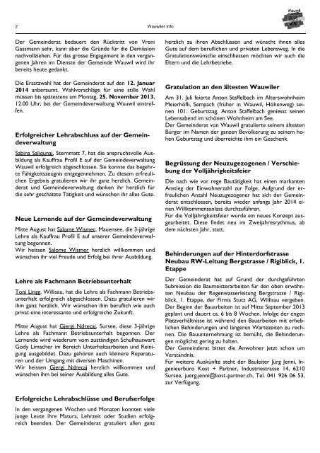 Wauwiler Info September 2013 (0,5 MB) - Gemeinde Wauwil