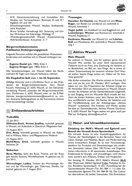 Wauwiler Info September 2013 (0,5 MB) - Gemeinde Wauwil