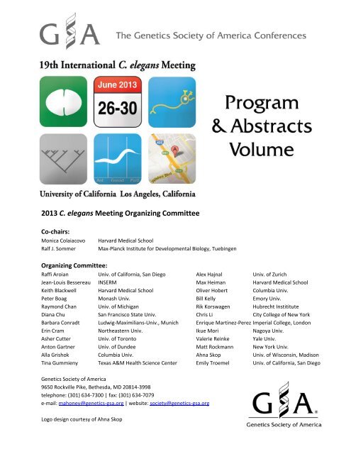 Program and Abstract Book - 19th International C. elegans Meeting