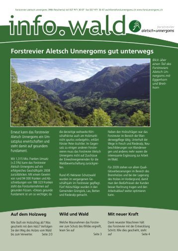 Forstrevier Aletsch Unnergoms gut unterwegs - ICH UND DER WALD