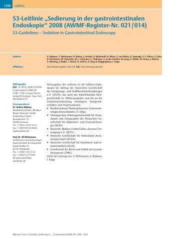 S3-Leitlinie „Sedierung in der gastrointestinalen Endoskopie“ 2008 ...