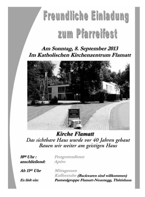 Pfarrblatt September 2013 - Pfarrei Wünnewil-Flamatt