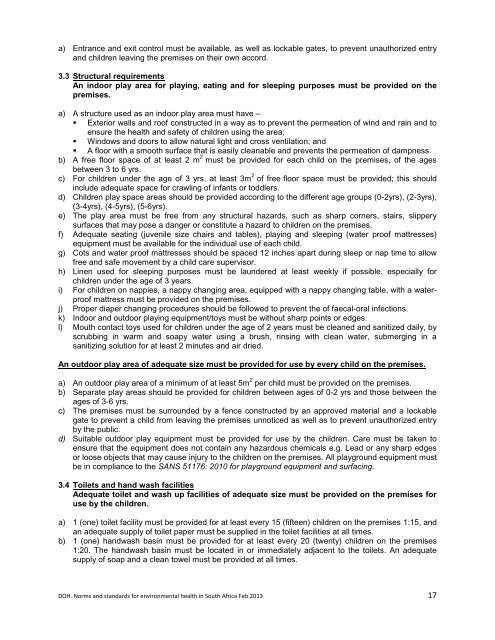 National Norms and Standards relating to Environmental Health