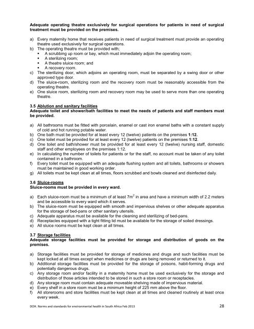 National Norms and Standards relating to Environmental Health