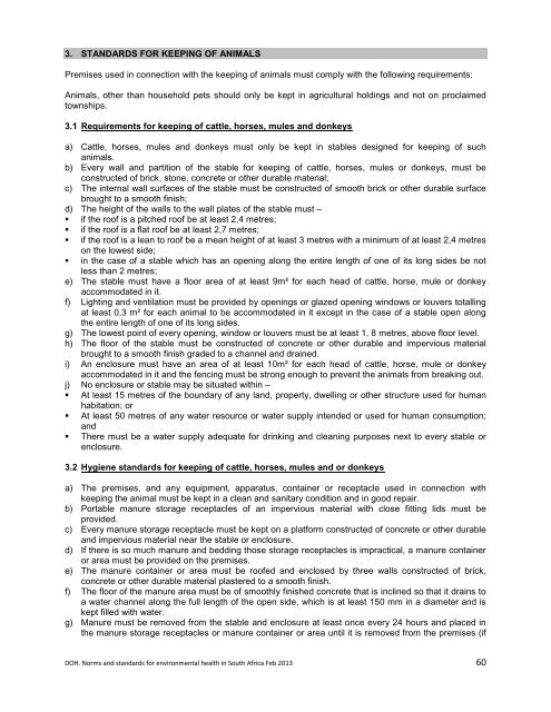 National Norms and Standards relating to Environmental Health