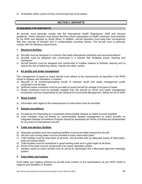 National Norms and Standards relating to Environmental Health