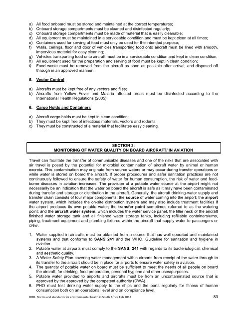 National Norms and Standards relating to Environmental Health