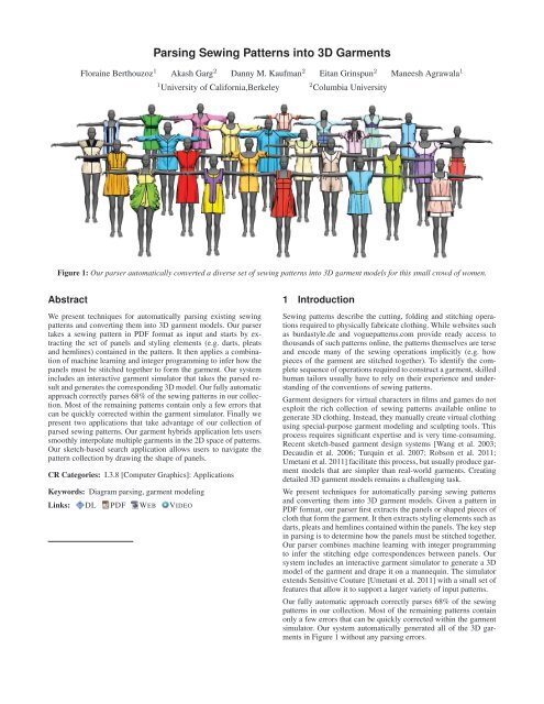 Parsing Sewing Patterns into 3D Garments