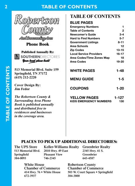 Community Info - Springfield, TN Phonebook & Yellow Pages