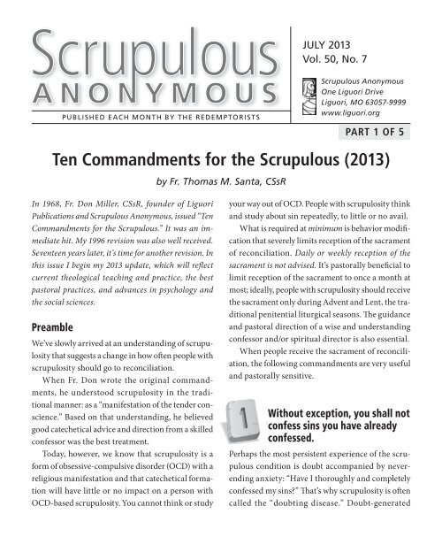 Ten Commandments for the Scrupulous 2013: Part 1 of 5