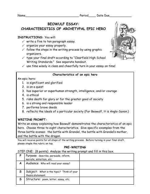 beowulf essay: characteristics of archetypal epic hero