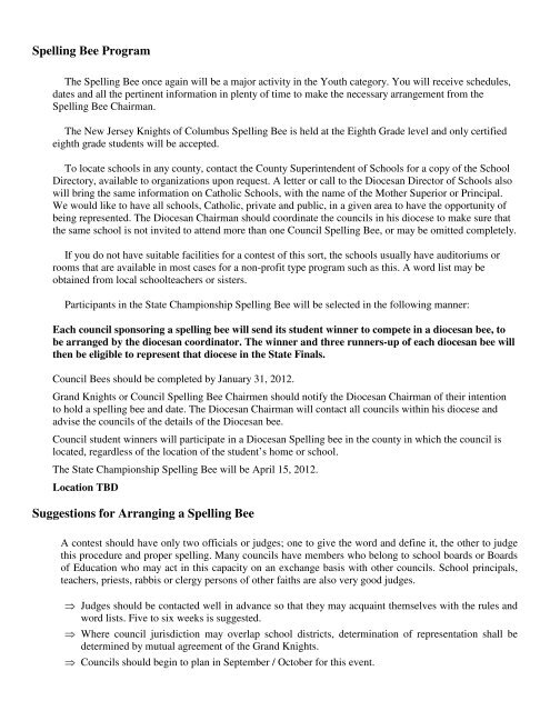 Spelling Bee Program Suggestions for Arranging a Spelling Bee