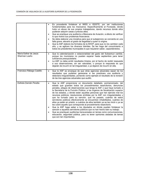 Conclusiones y Recomendaciones a la ASF - CÃ¡mara de Diputados