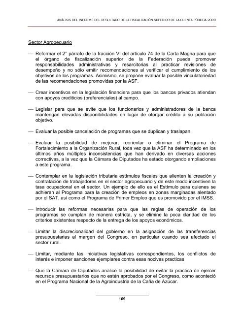 Conclusiones y Recomendaciones a la ASF - CÃ¡mara de Diputados