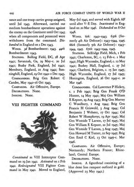 Air Force Combat Units of WWII