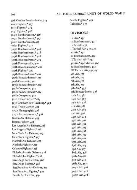 Air Force Combat Units of WWII