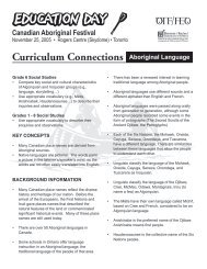 Canadian Aboriginal Festival 2005 Curriculum Connections