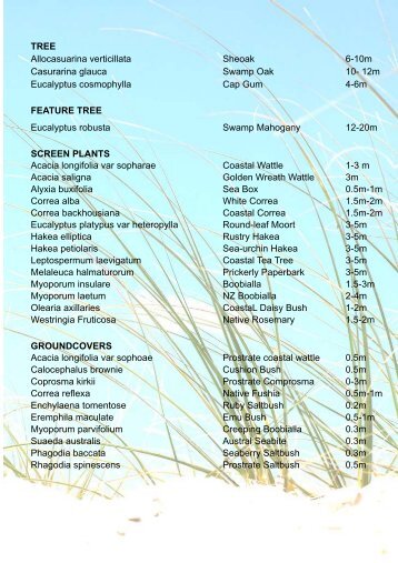 Approved Plant Species List