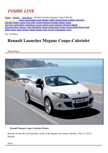 INSIDE LINE Renault Launches Megane Coupe-Cabriolet - Arkamys