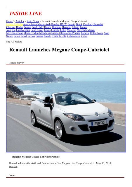 Inside Line Renault Launches Megane Coupe Cabriolet Arkamys