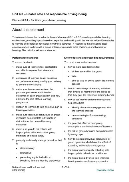 National standard for driver and rider training - Gov.UK