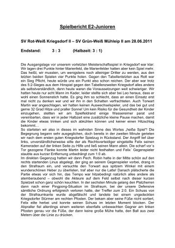 Spielbericht F-Junioren - SV Grün-Weiß Mühleip, C1-Junioren und ...