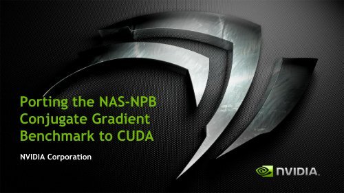 Porting the NAS-NPB Conjugate Gradient Benchmark to CUDA