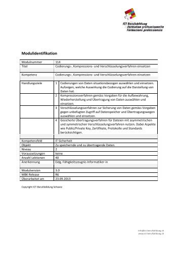 Modulidentifikation - ICT-Berufsbildung