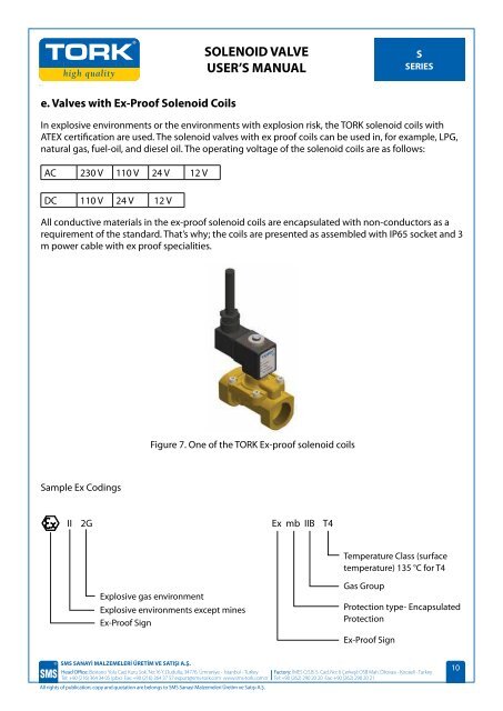 solenoıd valve user's manual - Sms-Tork