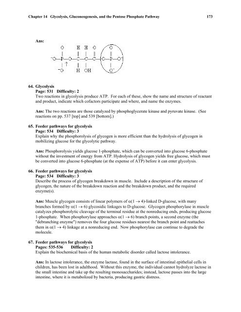 Chapter 14 Glycolysis, Gluconeogenesis, and the Pentose