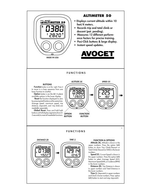 Altimeter 50 manual - Avocet