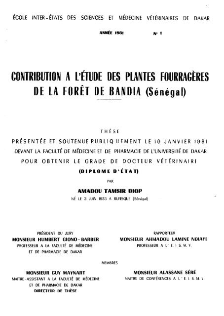 Contribution ? l' ?tude des plantes fourrag ?res de - Portail national ...