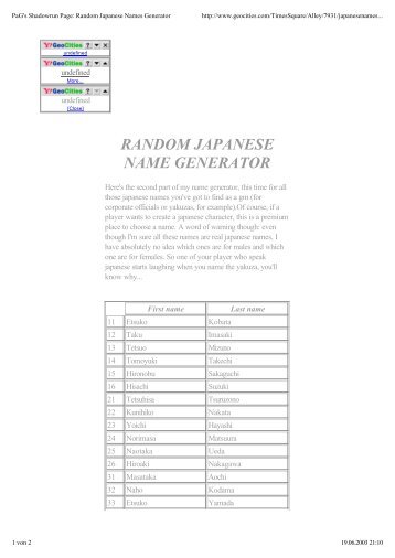 Random Japanese Names Generator - Space 2063