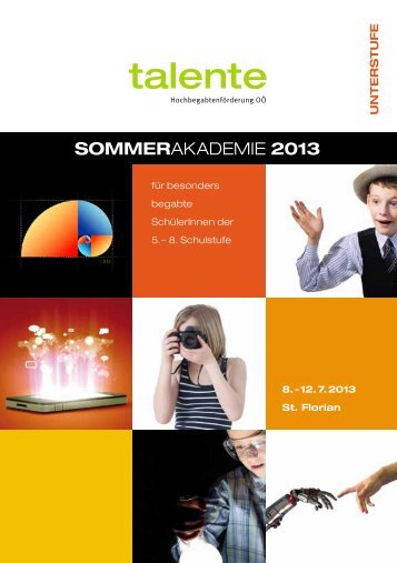 Sommerakademie Folder für 5. bis 8. Schulstufe in St. Florian - Talente