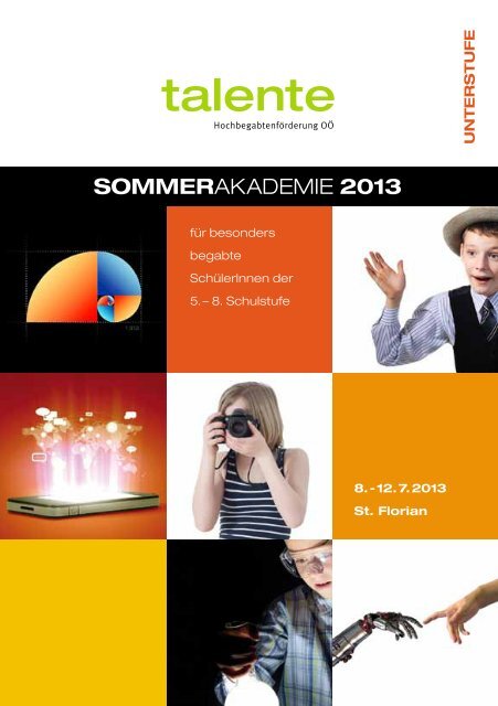 Sommerakademie Folder für 5. bis 8. Schulstufe in St. Florian - Talente