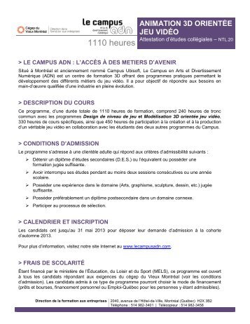 Animation 3D orientée jeu vidéo - Cégep du Vieux Montréal