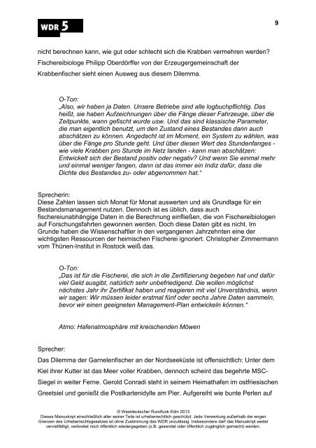 Wie nachhaltig ist die MSC-Zertifizierung? (PDF-Download ... - WDR 5