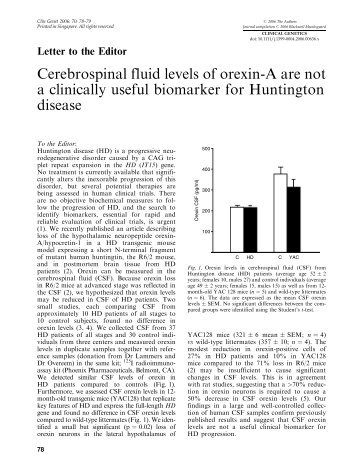 Cerebrospinal fluid levels of orexin-A are not a clinically useful ...