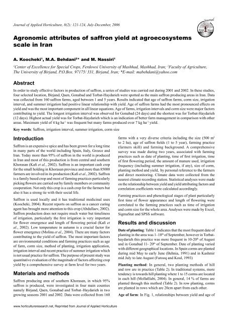 Journal of Applied Horticulture, Vol 8(2)