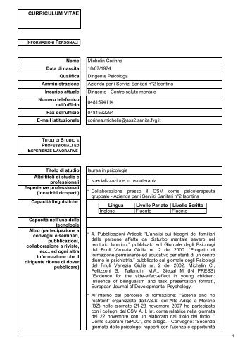 Michelin Corinna - Azienda per i Servizi Sanitari n.2 Isontina