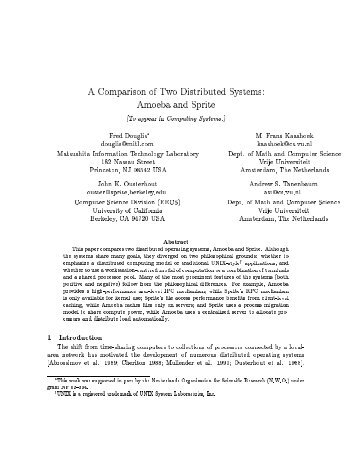 A Comparison of Two Distributed Systems: Amoeba and Sprite UTo ...