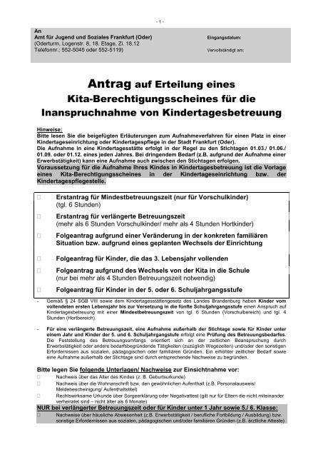 Wo Bekomme Ich Einen Berechtigungsschein Antragsformular Kita-Berechtigungsschein