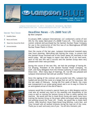 Headline News – LTL-2600 Test Lift - Lampson International, LLC