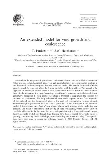 An extended model for void growth and coalescence - ResearchGate