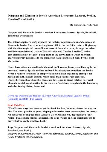 Diaspora and Zionism in Jewish American Literature: Lazarus ...