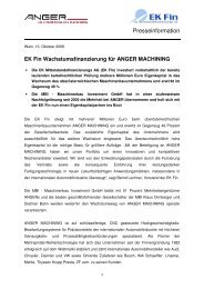 EK Fin Wachstumsfinanzierung für Anger Machining