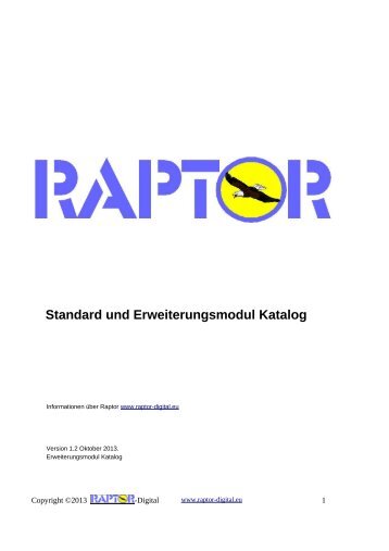 Standard und Erweiterungsmodul Katalog - raptor-forum.nl