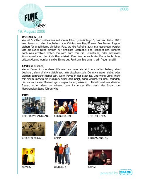 Pressetext Funk am See 2006 Das grösste Gratisfestival der ...