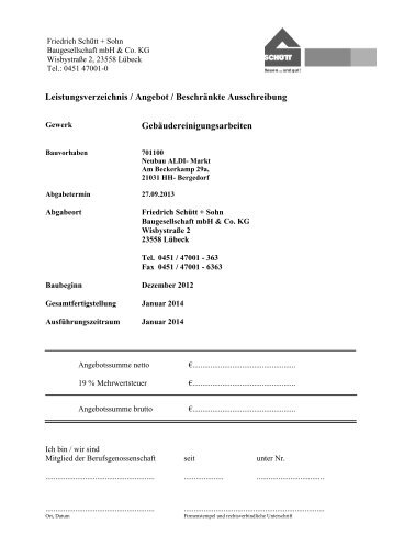 LV Gebäudereinigung - Friedrich Schütt + Sohn Baugesellschaft ...