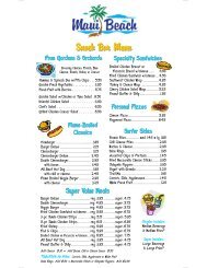 2011 Snack Bar Menu